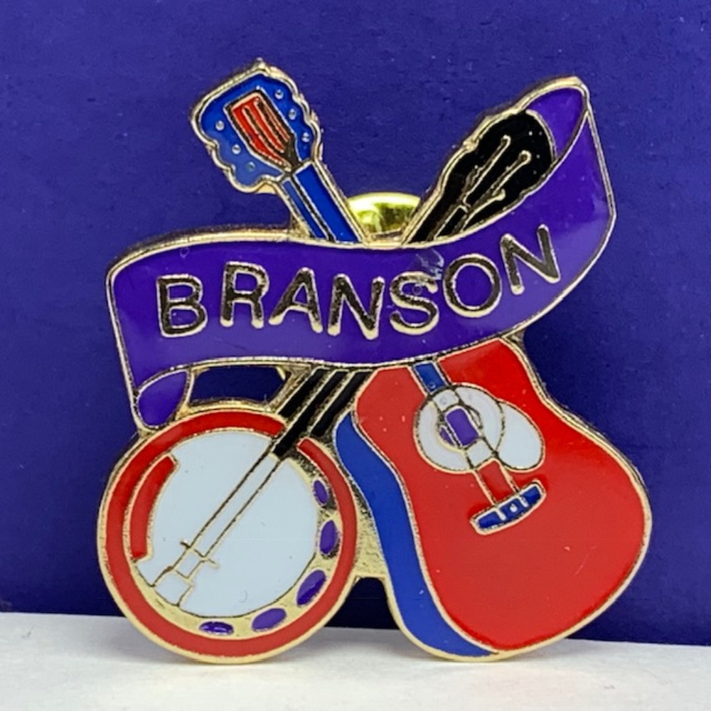 Branson pinback guitar banjo pin badge western usa